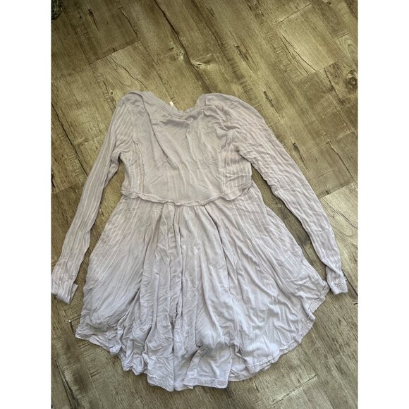 Free People Womens Long Sleeve Flowy Tunic Mini Dress Small Light Gray - Picture 3 of 3
